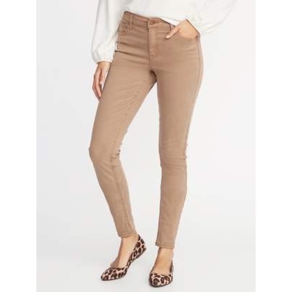 Old Navy Mid Rise Rockstar Khaki Jeans